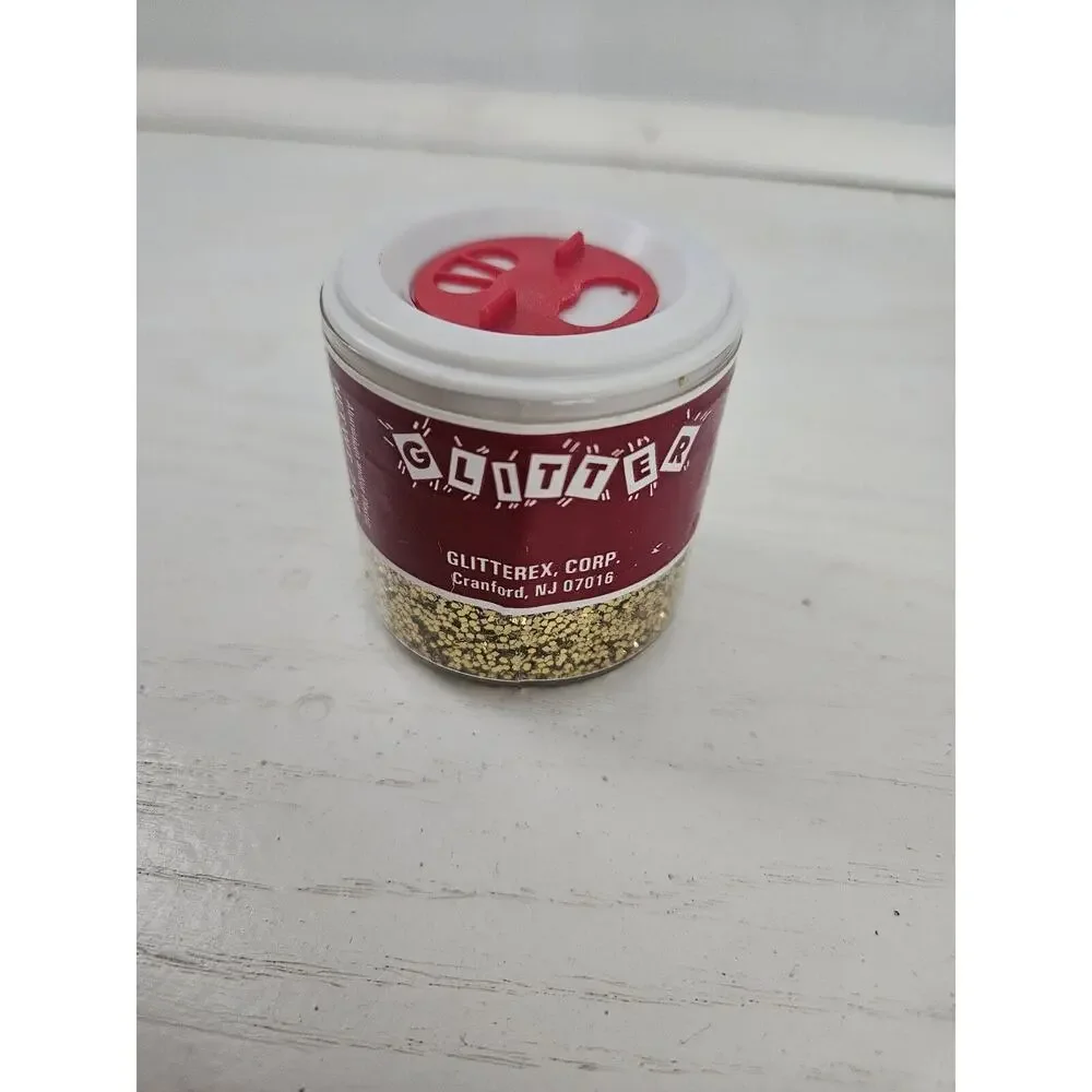 Vintage Glitter Glitterex‎ Corp 2oz Gold Made In USA Open 95% Full
